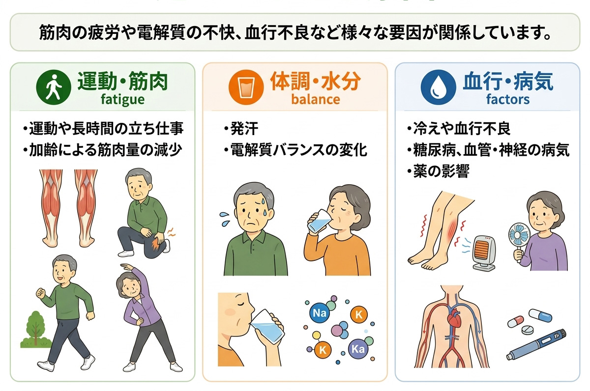 足がつる主な原因とは