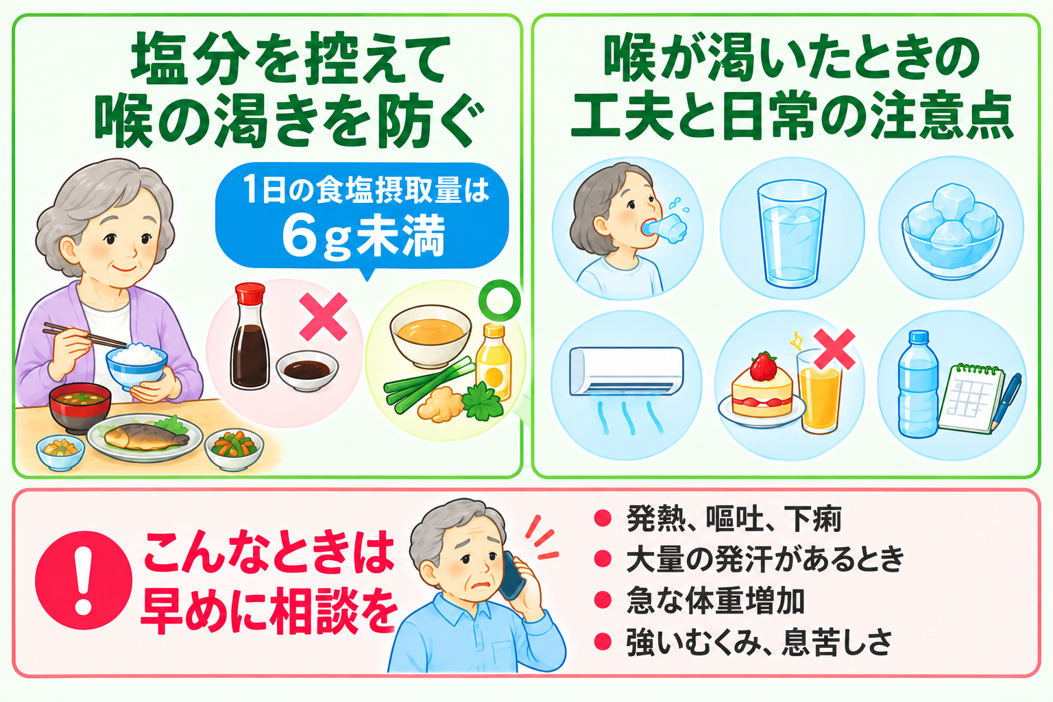喉の渇きを抑える工夫