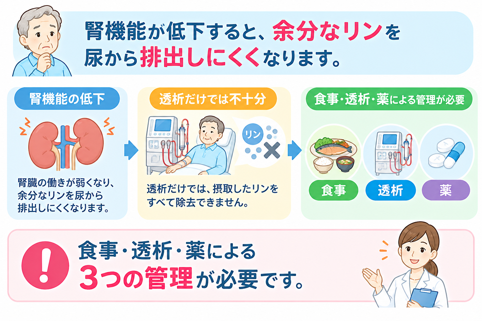 食事・透析・薬による管理