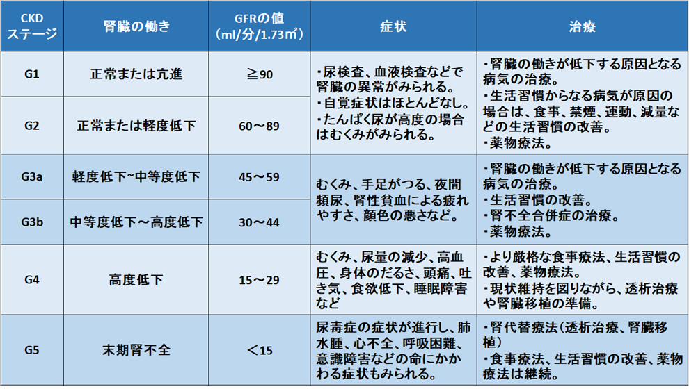 CKDステージと症状・治療内容